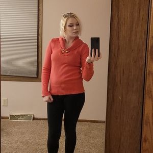 Heavy hot pink chaps knit collared sweater